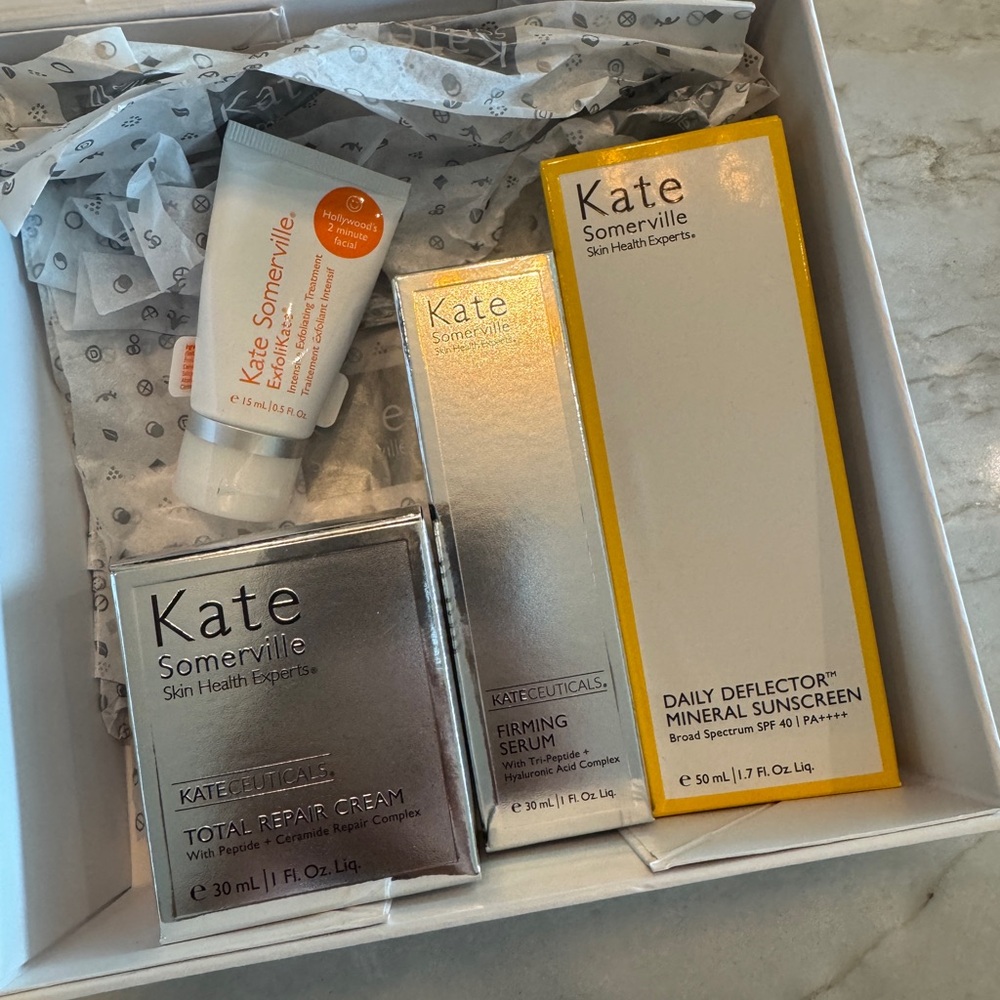Kate Somerville Skincare Essentials Set with Silver and Yellow Packaging